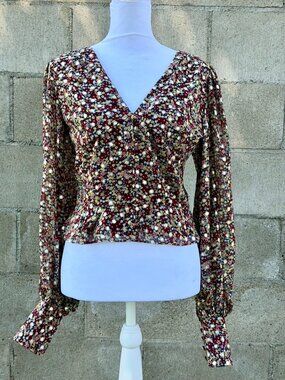Yumi Kim Jodi Top | Ambrose Floral | Size S | Lined Wrap Blouse